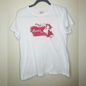 Roots 73 Athletics T-Shirt XL White with Red Canada Map Made in Canada